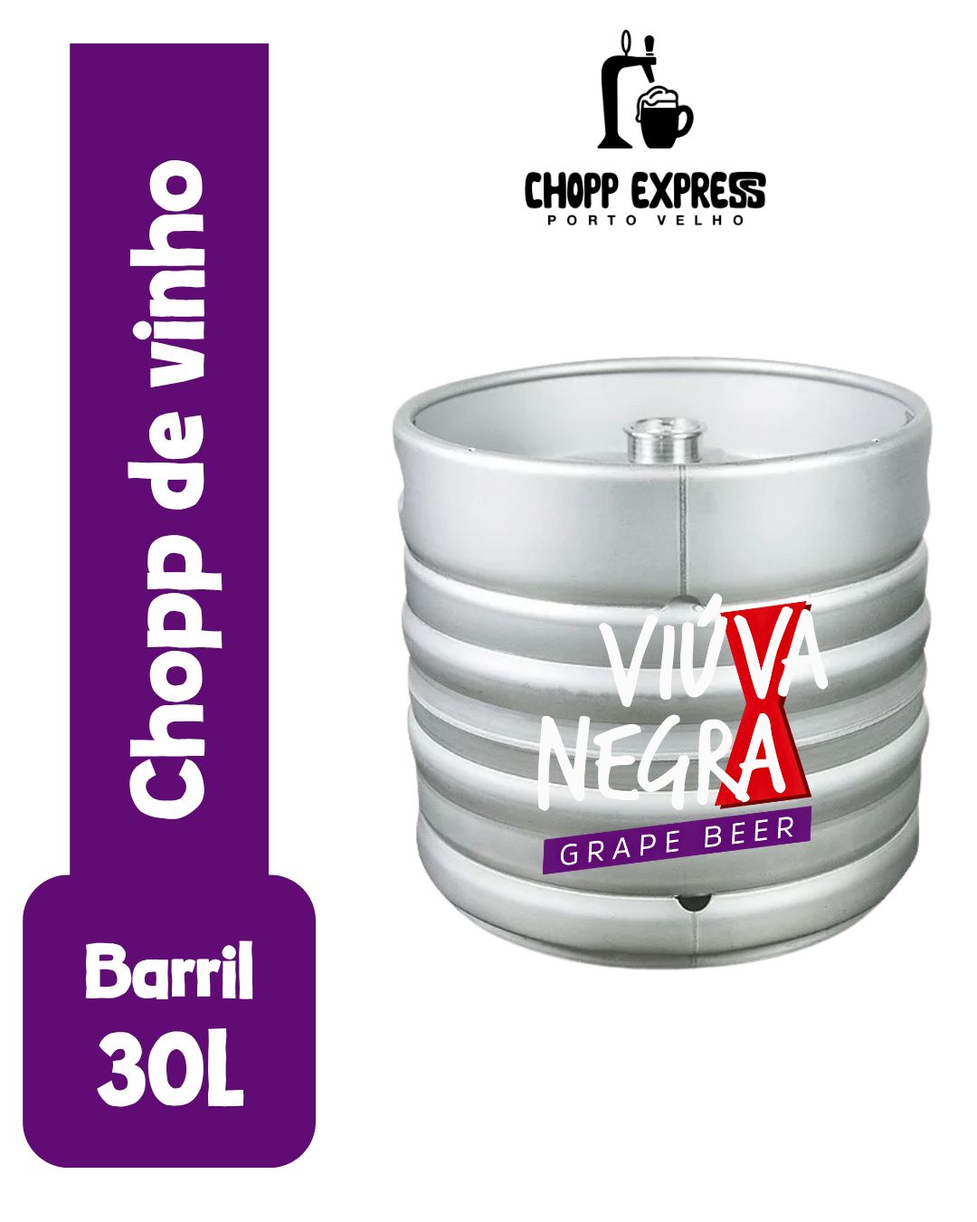 Barril 30 litros Chopp de Vinho Viúva Negra